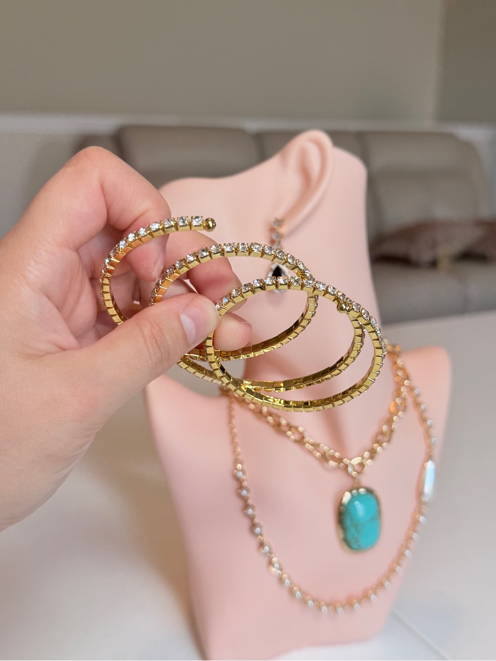 Gold Crystal Bracelet - Elegant Women's Jewelry - Picture 10 of 12
